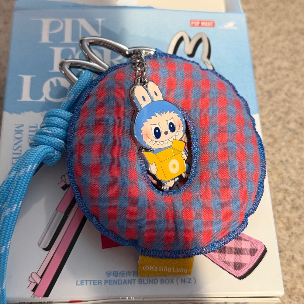 Pop mart labubu pin for love  letter pendant new O bag charm key chain pendant
